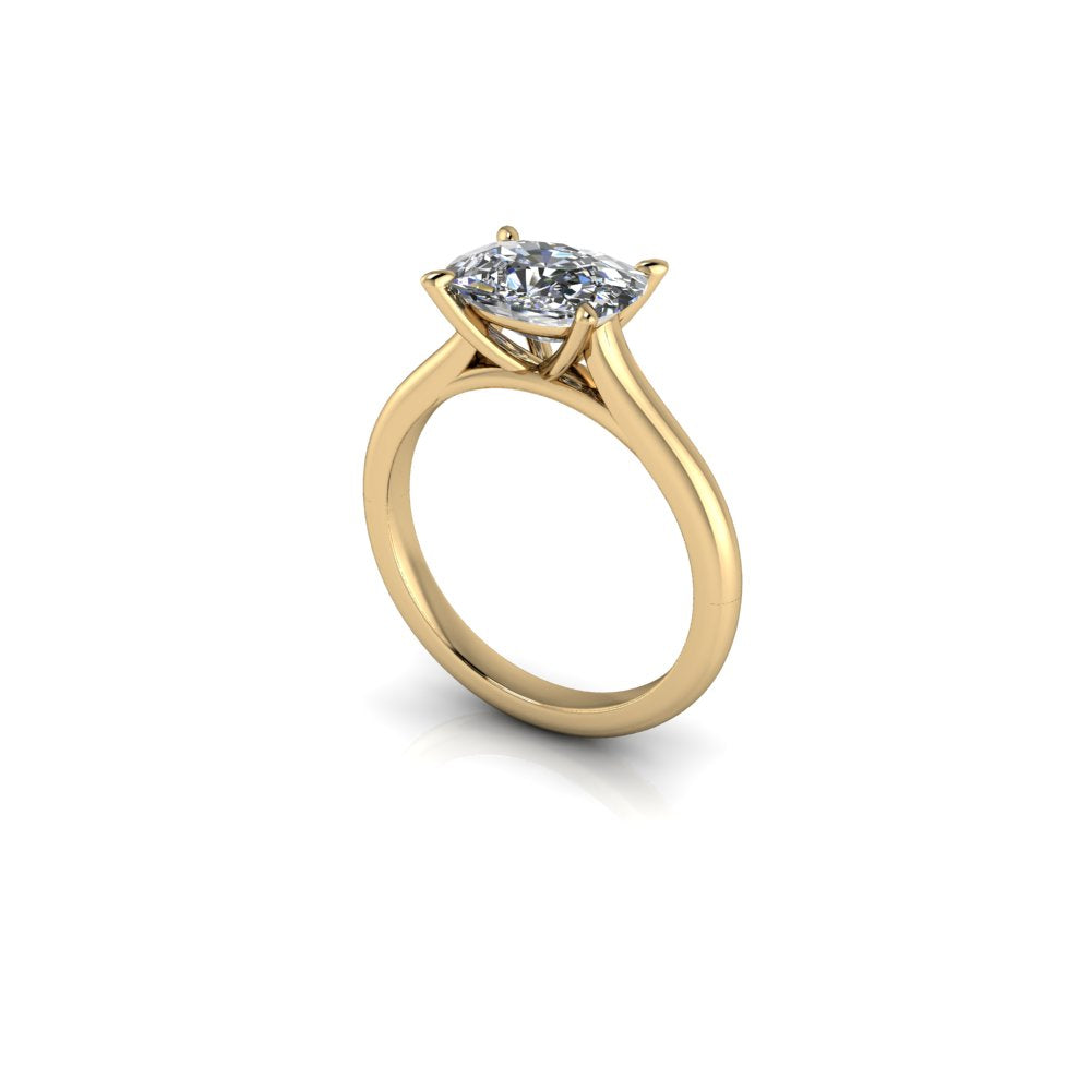 14k Yellow Gold East West 3.06ct Elongated Cushion Lab Diamond Ring