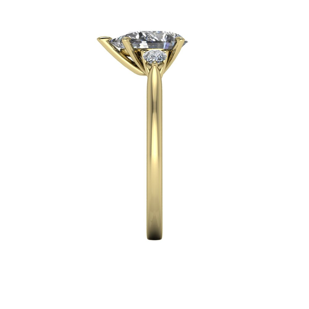 10k Yellow Gold Three Stone 1.50ct Pear Lab Diamond with 2x Pear Accent Ring (P)