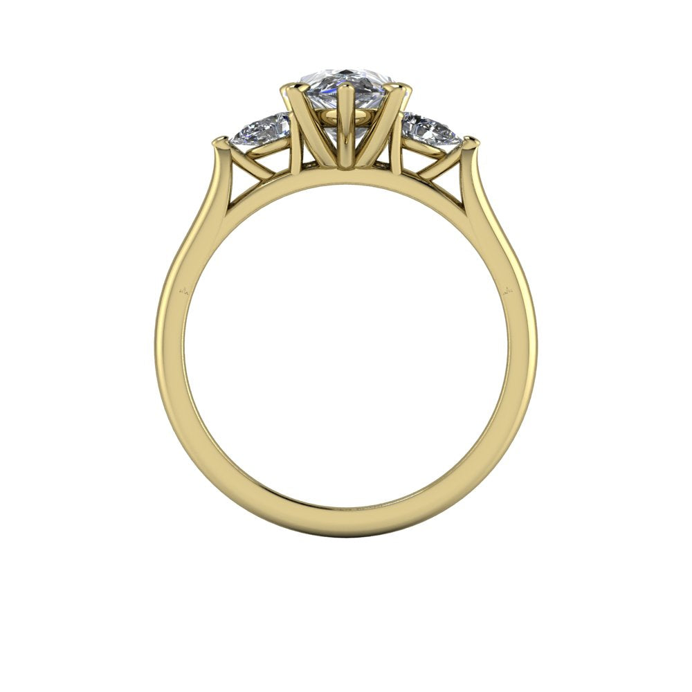 10k Yellow Gold Three Stone 1.50ct Pear Lab Diamond with 2x Pear Accent Ring (P)