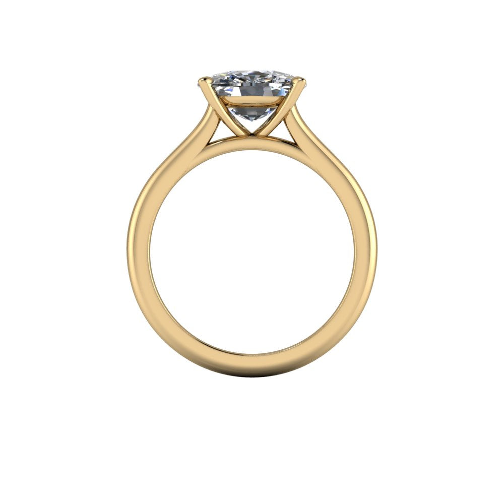 14k Yellow Gold East West 3.06ct Elongated Cushion Lab Diamond Ring