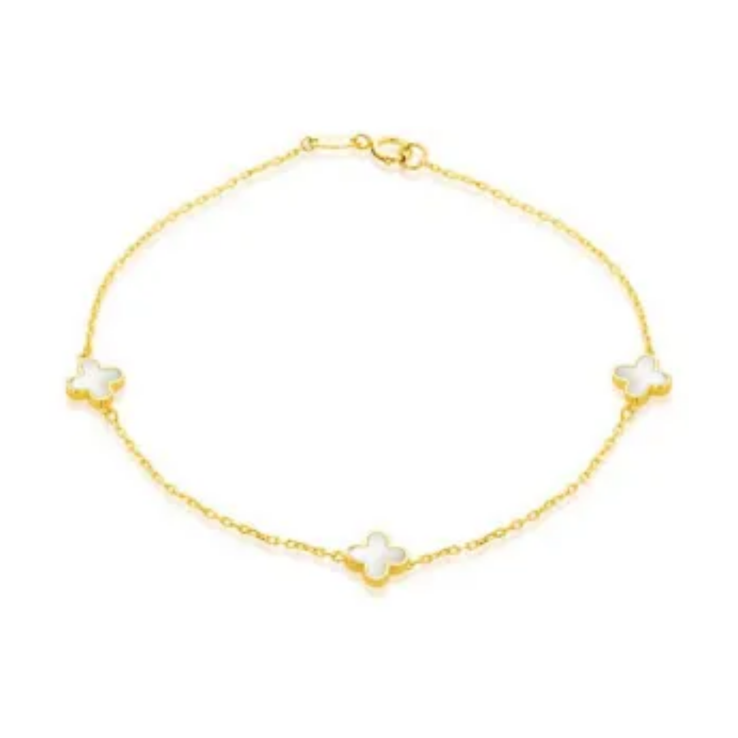 9k Yellow Gold Mother of Pearl Clover Bracelet