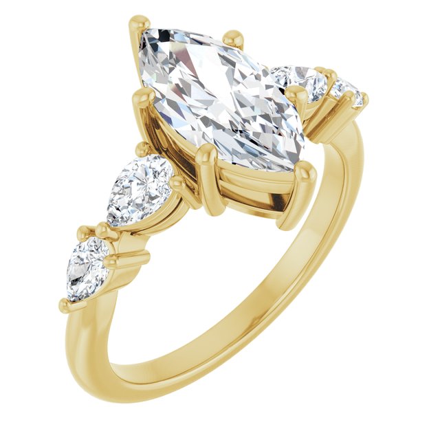 'Odessa' Marquise & Pear Side Stone Ring