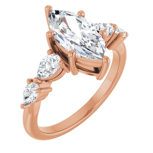 'Odessa' Marquise & Pear Side Stone Ring
