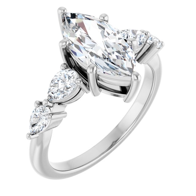 'Odessa' Marquise & Pear Side Stone Ring