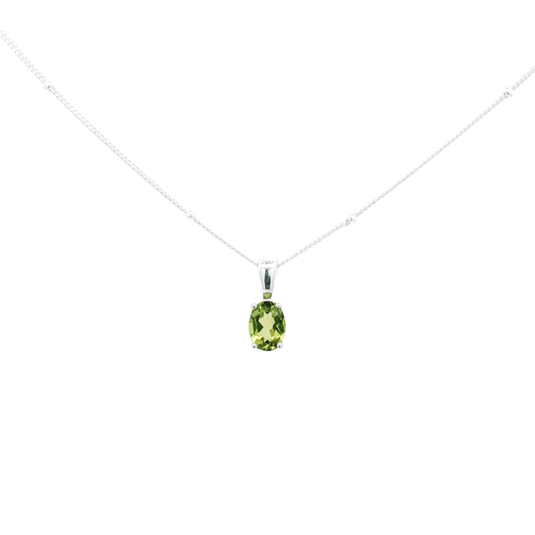 Sterling Silver Oval 'Eclipse' Peridot Pendant