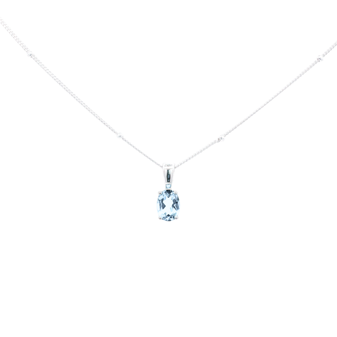 Sterling Silver Oval 'Eclipse' Blue Topaz Pendant