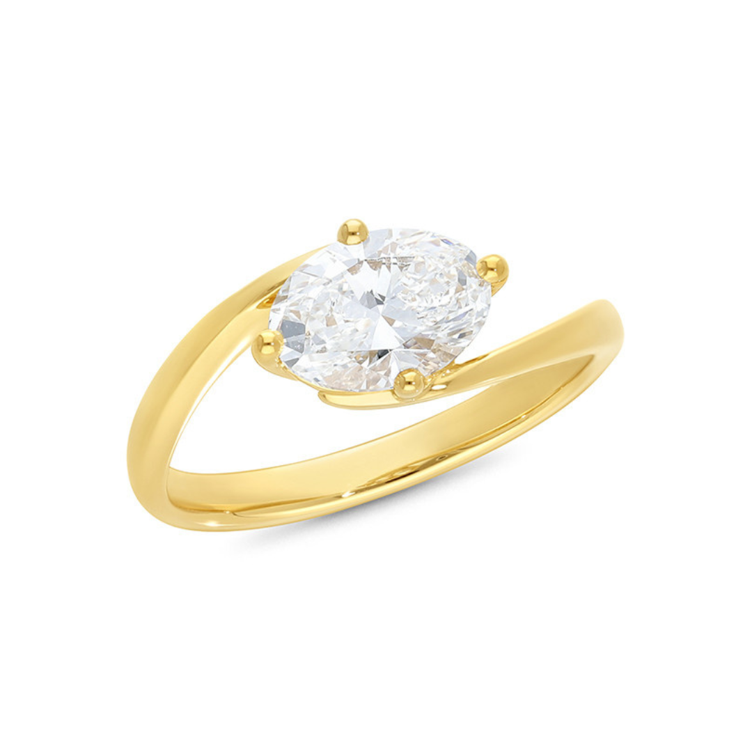 9k Yellow Gold 'Chloe' East West Oval Solitaire