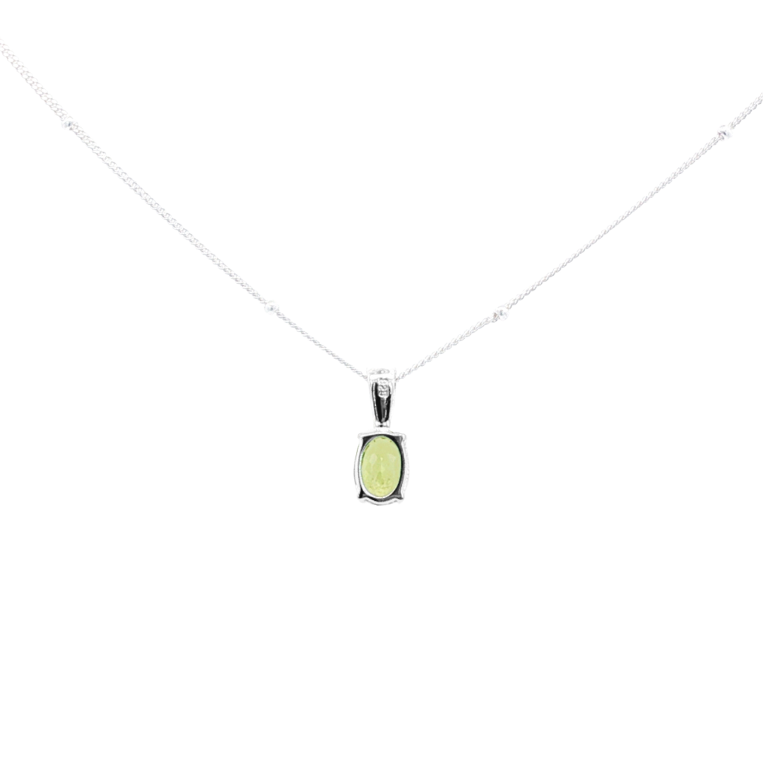 Sterling Silver Oval 'Eclipse' Peridot Pendant