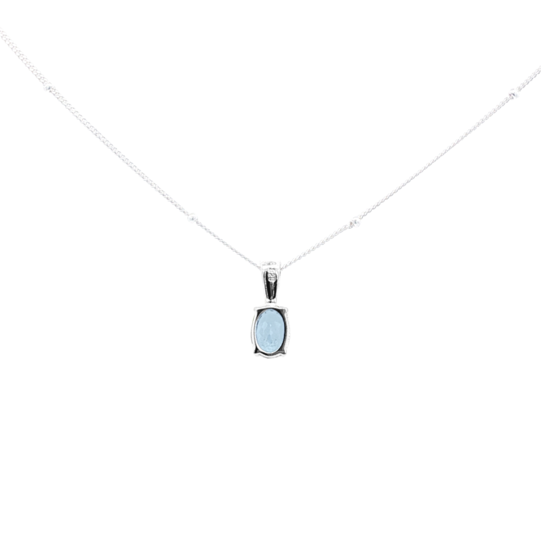 Sterling Silver Oval 'Eclipse' Blue Topaz Pendant