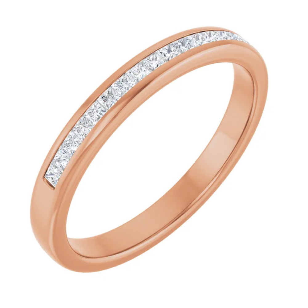 9k Rose Gold 'Kate' Princess Cut Channel Set Band