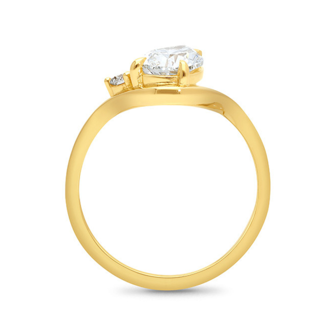 9k Yellow Gold 'Serena' Pear & Round Wave Matching Ring Set