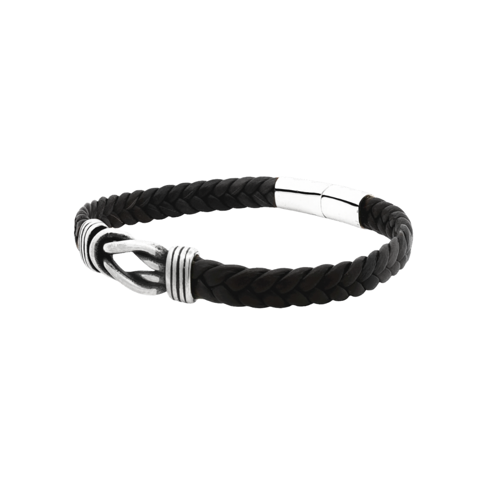 Black Leather Sailor Knot Bracelet