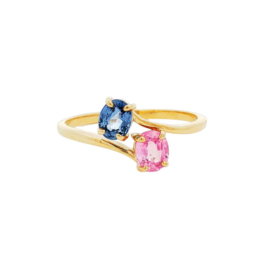 9k Yellow Gold Sapphire Toi Et Moi Ring