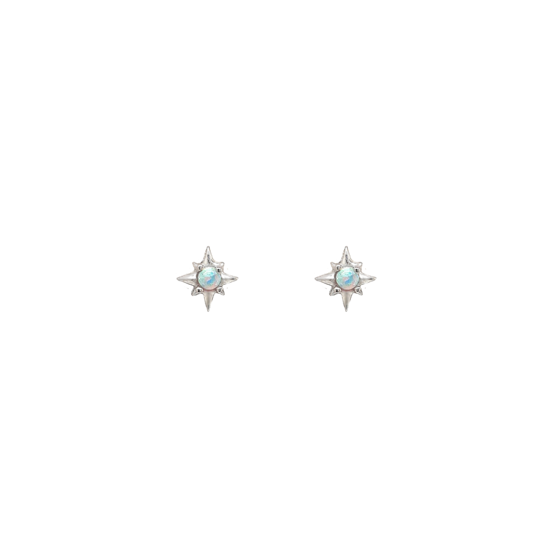 Sterling Silver 'Luminous' Opal Star Stud Earrings