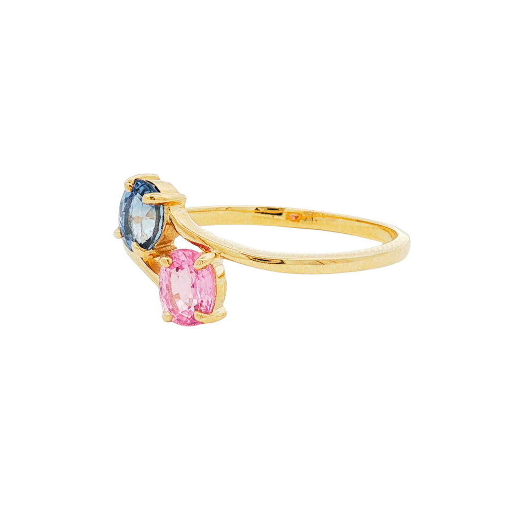 9k Yellow Gold Sapphire Toi Et Moi Ring