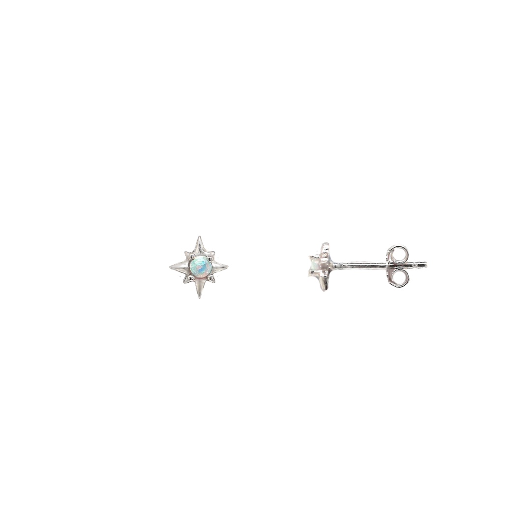 Sterling Silver 'Luminous' Opal Star Stud Earrings