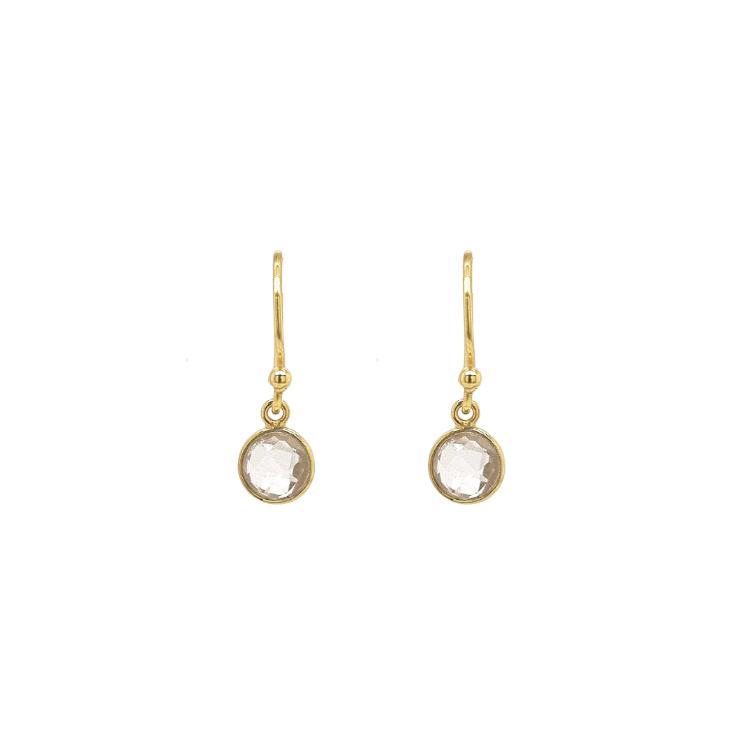 Gold Plated 'Lysithea' Clear Quartz Earrings