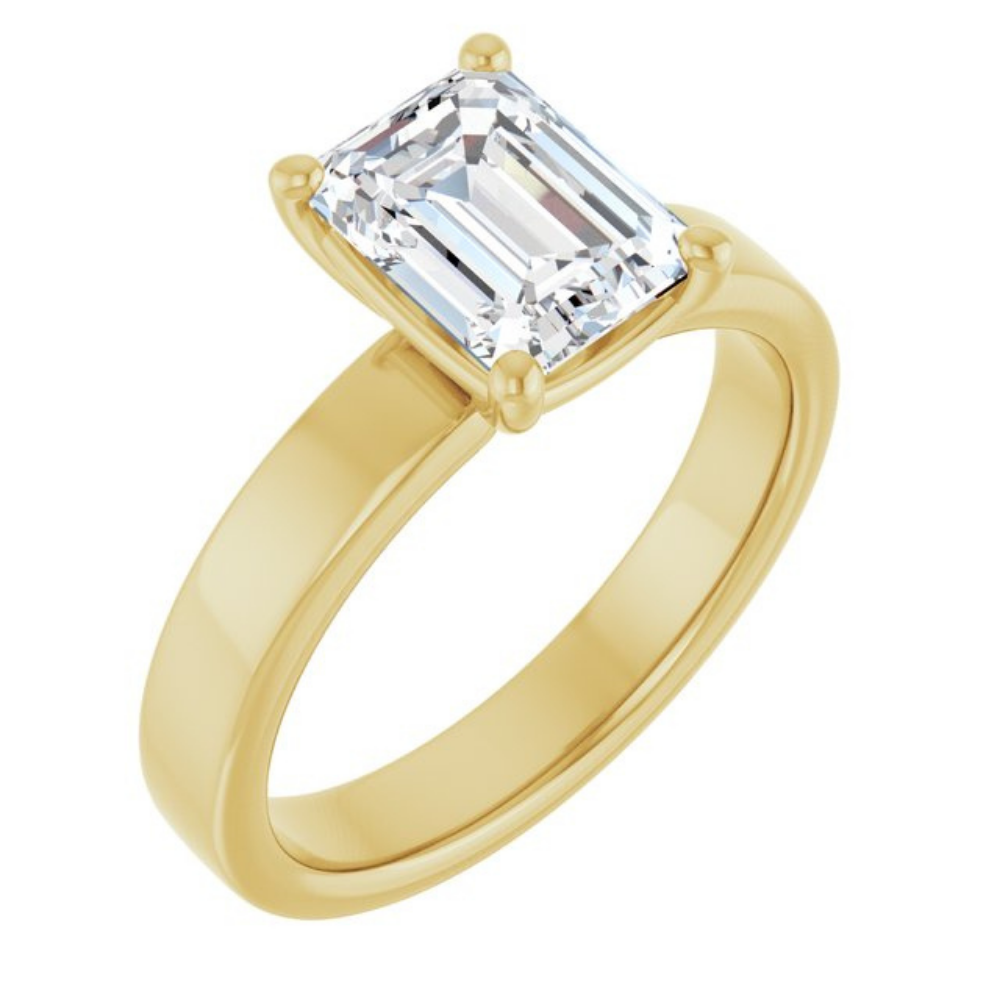 'Sylvie' Emerald Cut Wide Band Ring