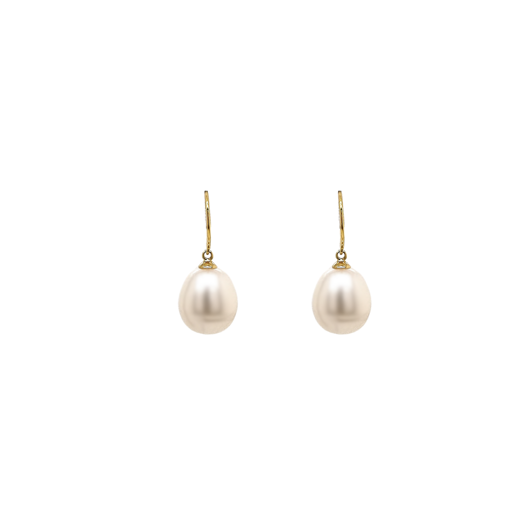9ct Yellow Gold 'Whisper' Fresh Water Pearl Hook Earrings