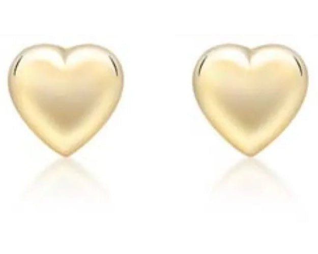9k Yellow Gold Heart Stud Earrings