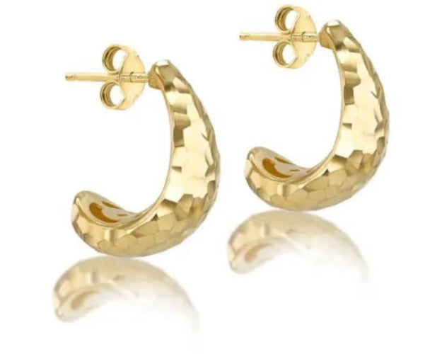 9k Yellow Gold J Shape Huggie Earrings