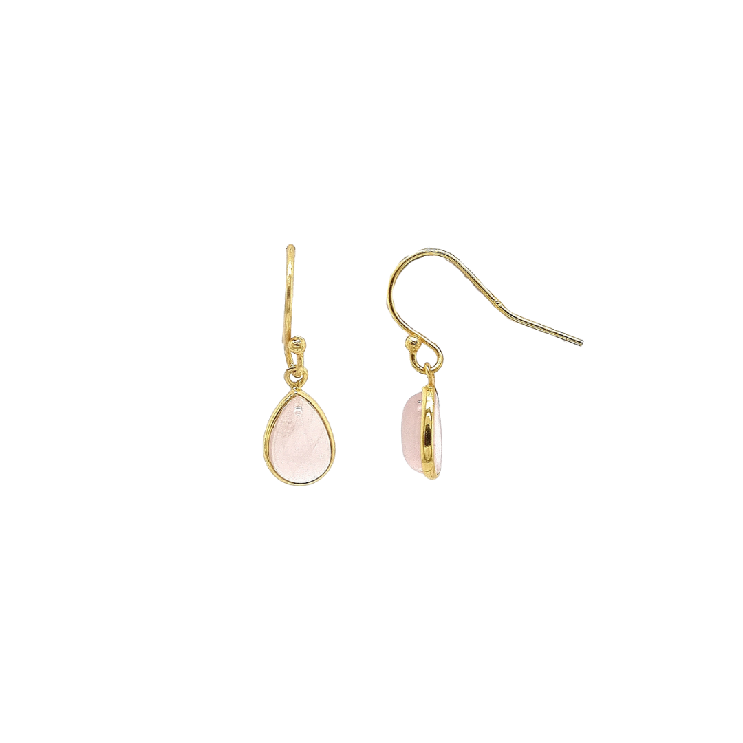 Gold Plated 'Europa' Rose Quartz Earrings