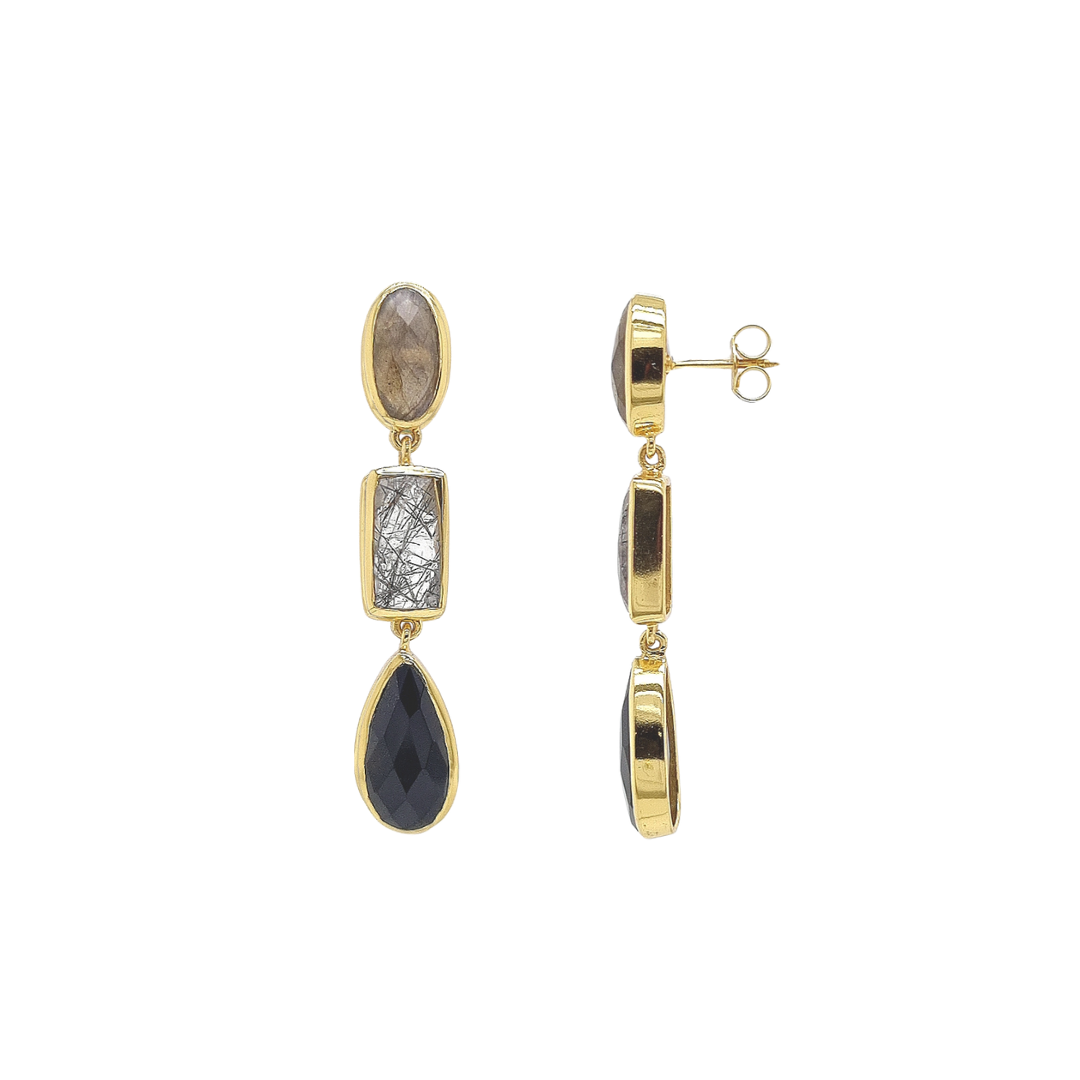 Gold Plated 'Despina' Mixed Chandelair Earrings