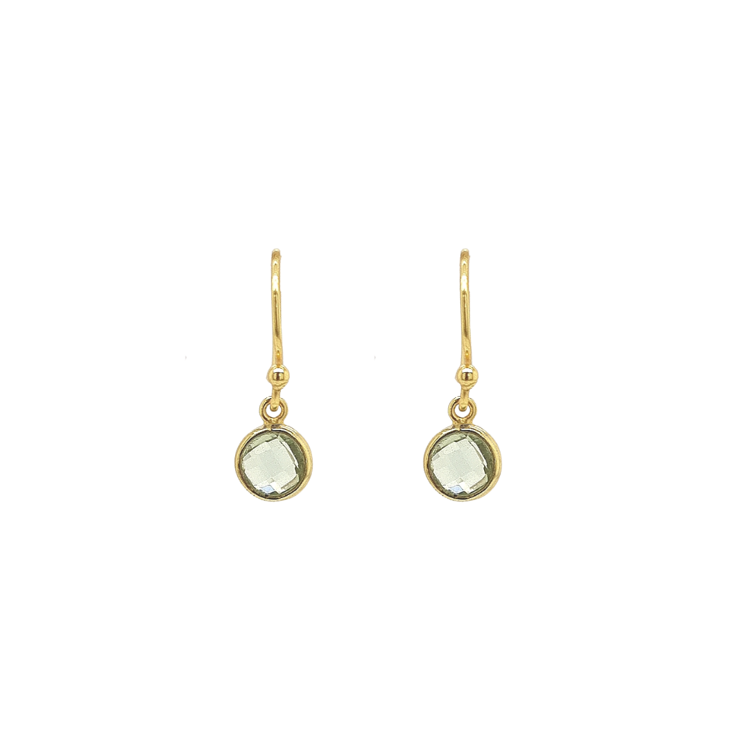 Gold Plated 'Lysithea' Green Amethyst Earrings