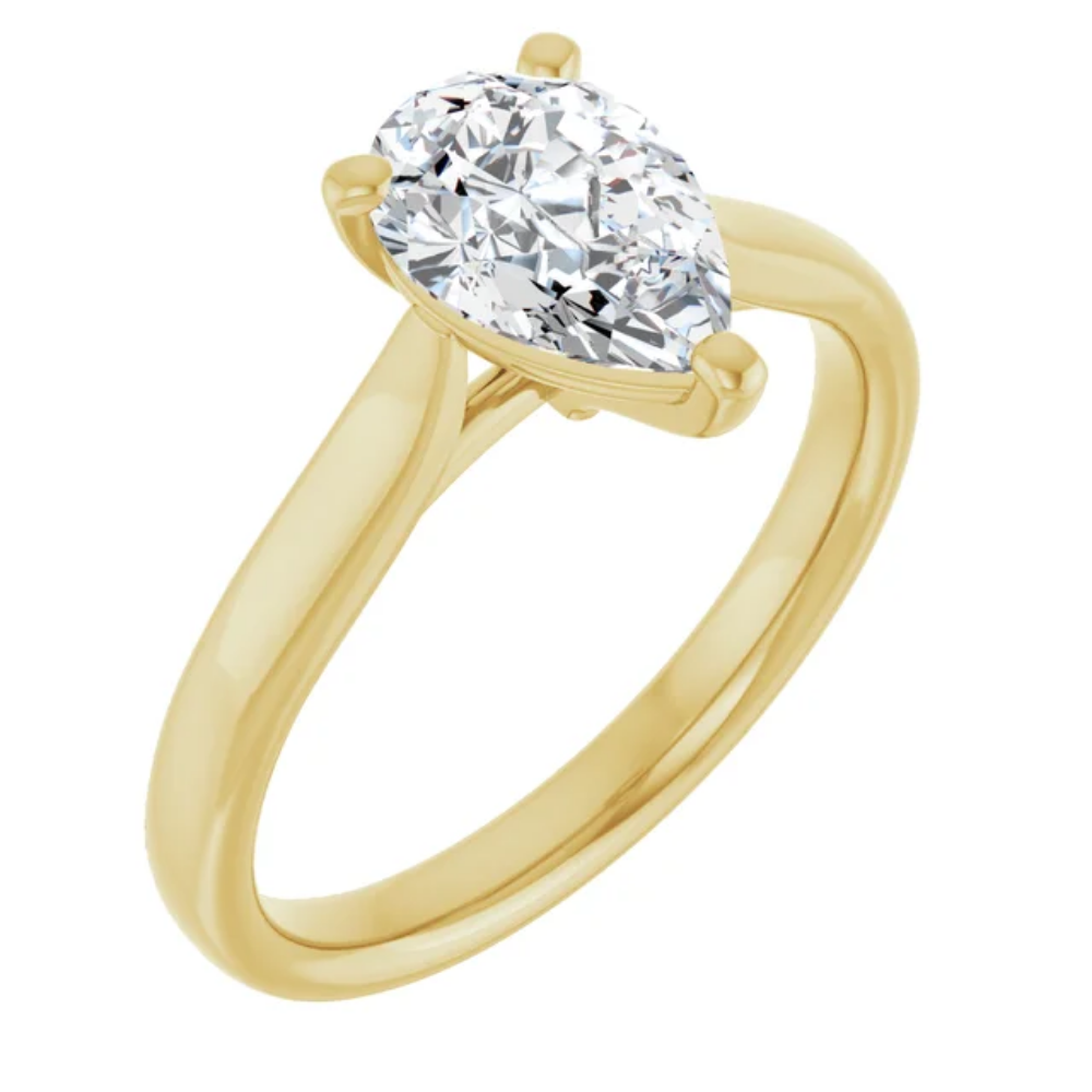 'Amelia' Pear Solitaire Ring