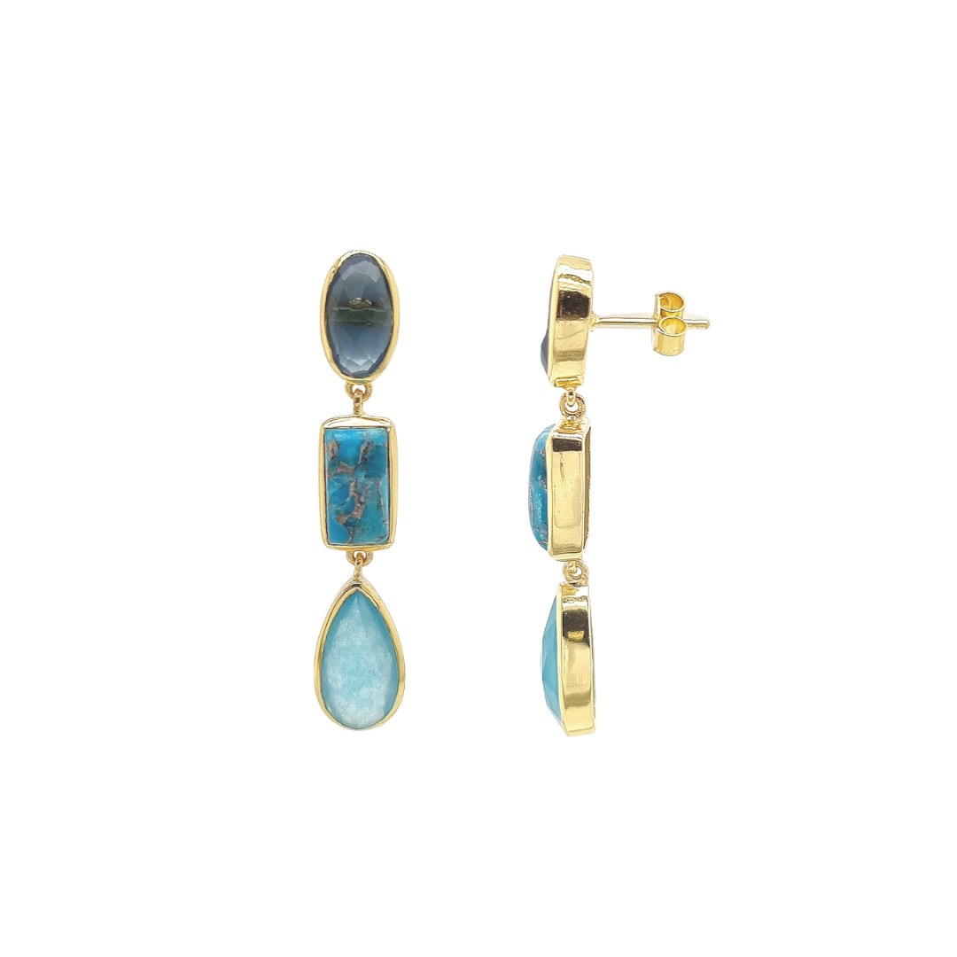 Gold Plated 'Despina' Mixed Chandelair Earrings