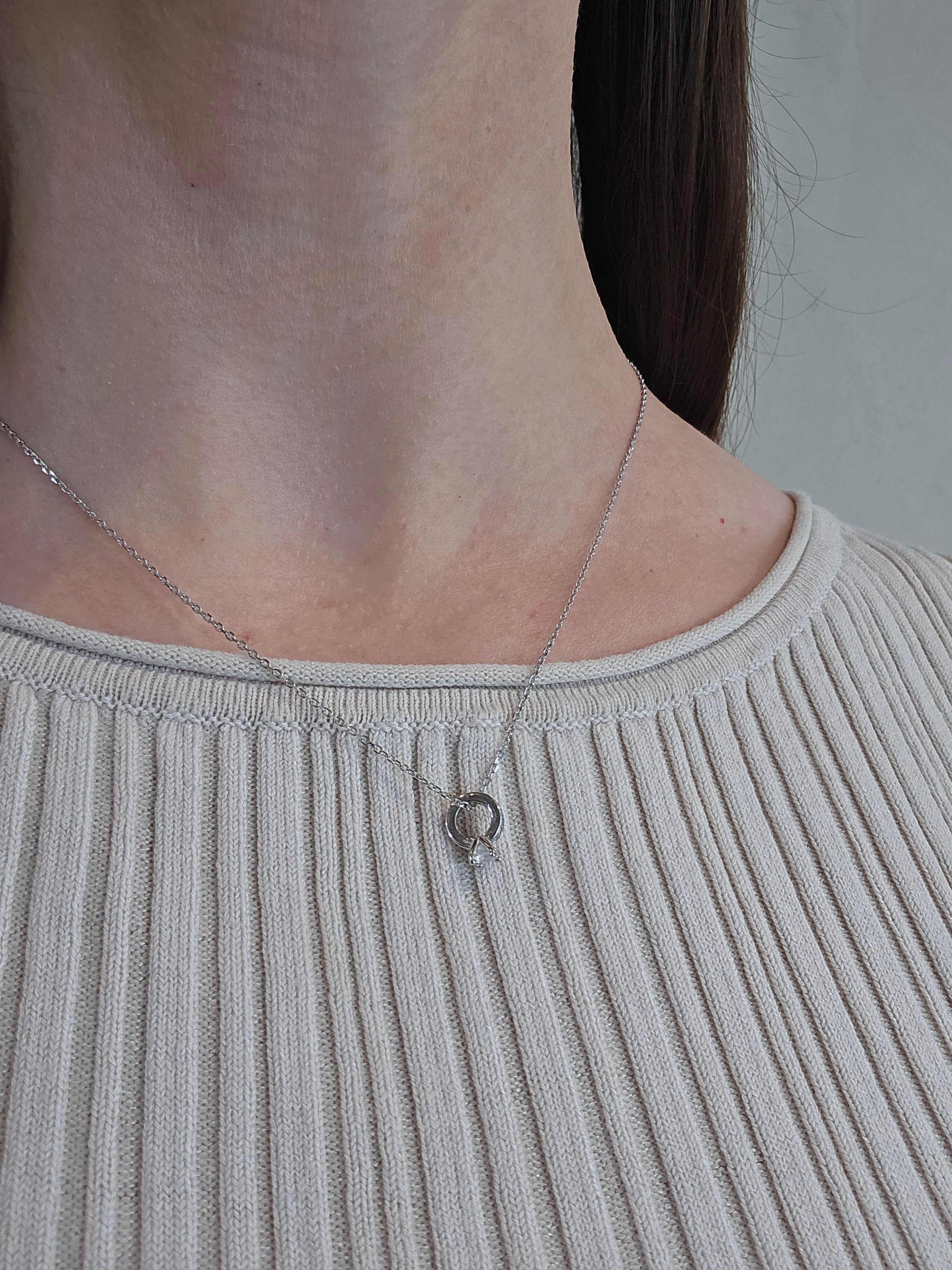 Sterling Silver Tiny Ring 'Promise' CZ Proposal Necklace