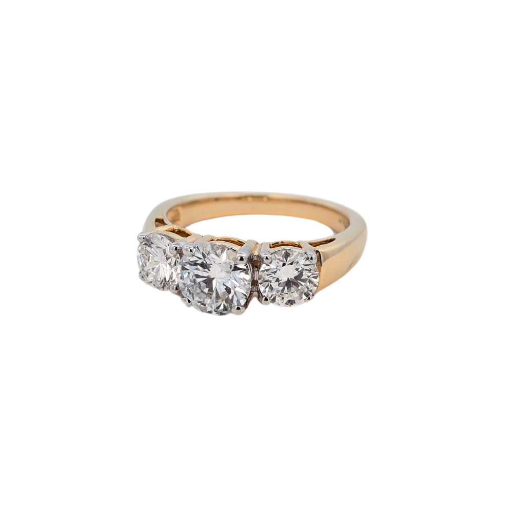 14k Yellow Gold 'Florence' 2.00ct Lab Created Diamond Trilogy Ring