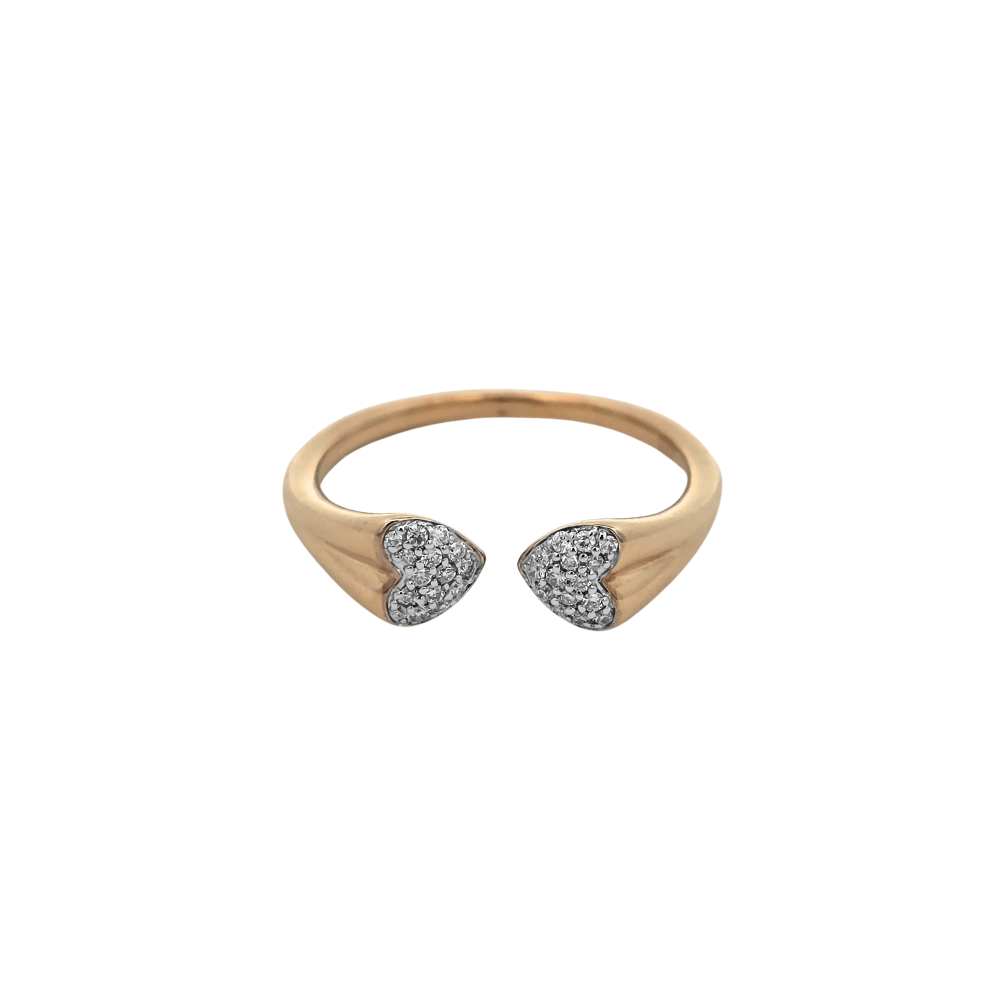 9k Yellow Gold Open Double Heart Ring