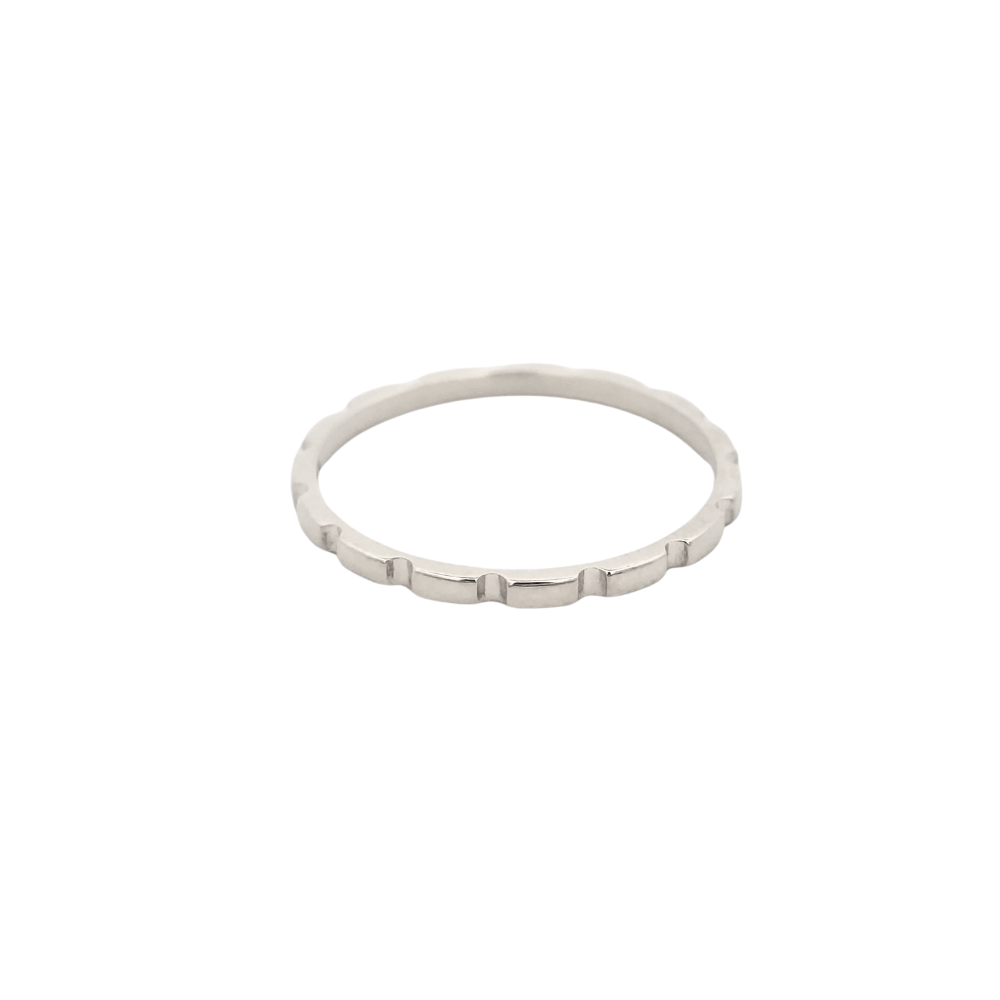 9k White Gold Edge Stacker Band