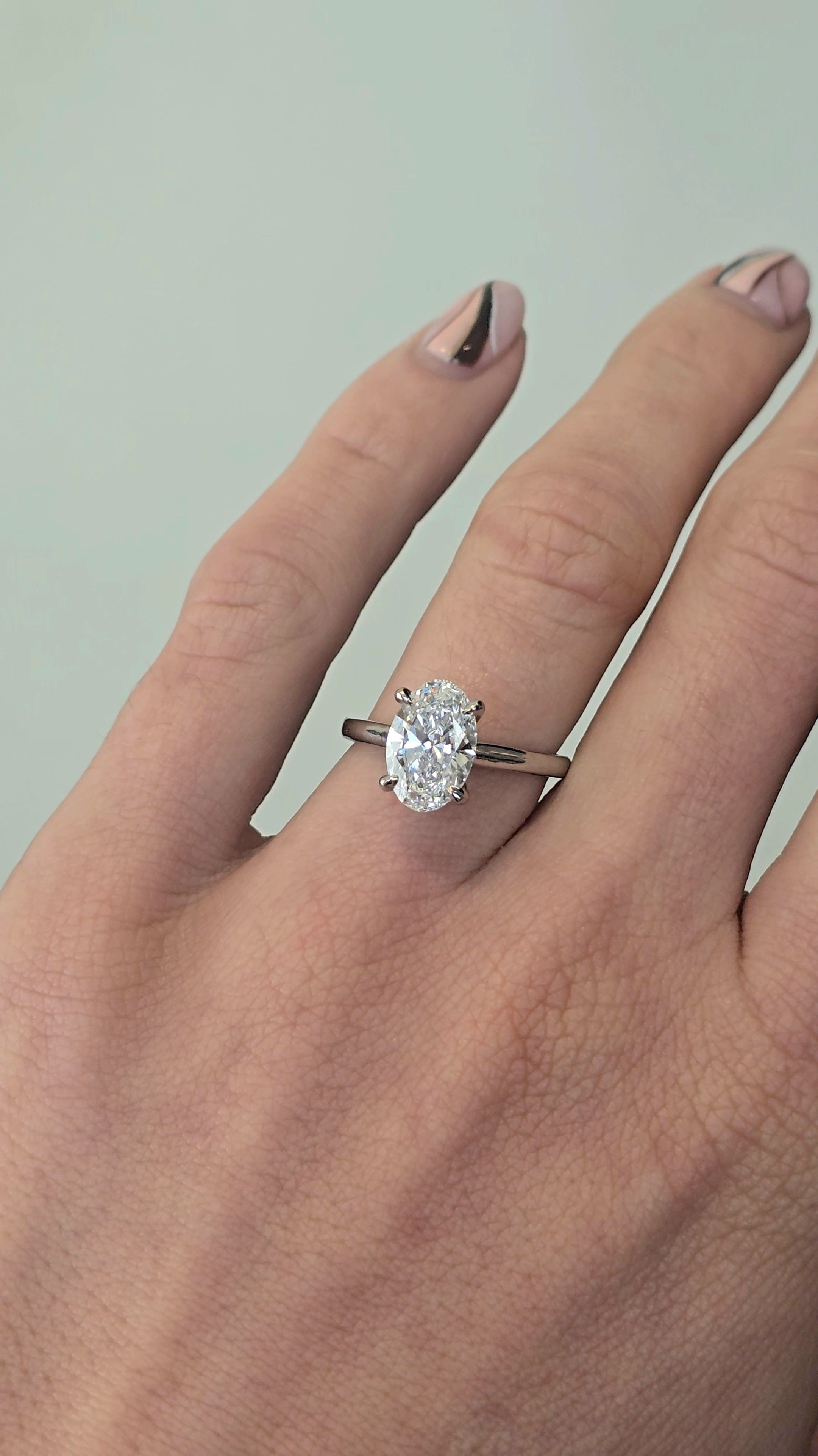 Platinum 'Isabelle' Lab Diamond Solitaire Hidden Halo Ring