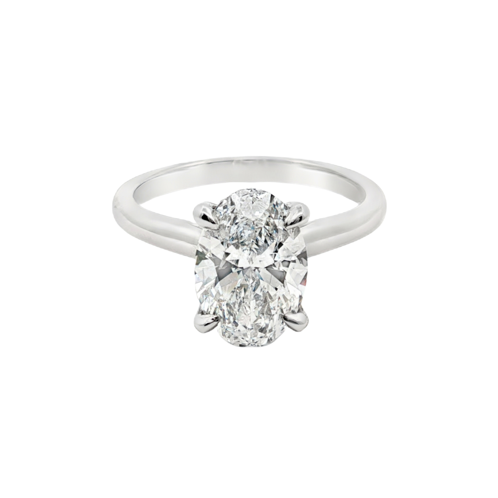 Platinum 'Isabelle' Lab Diamond Solitaire Hidden Halo Ring
