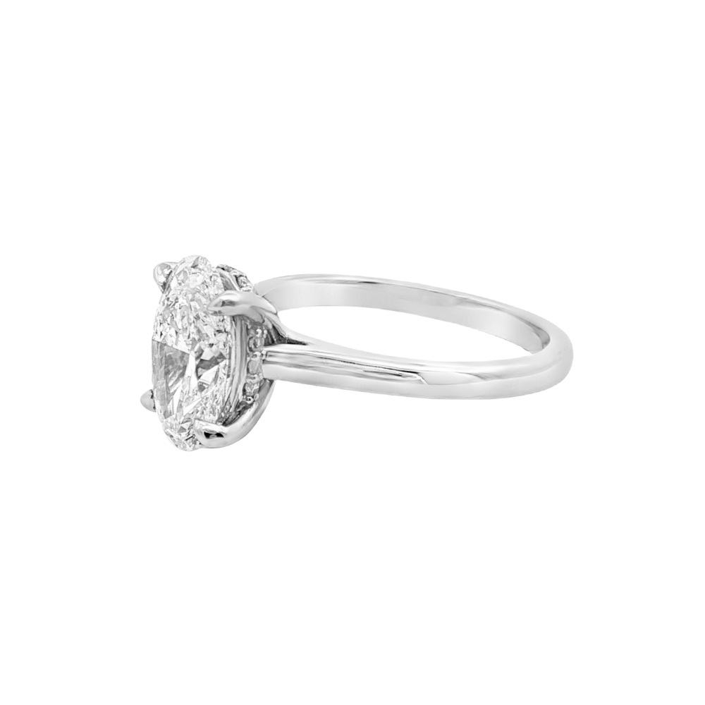 Platinum 'Isabelle' Lab Diamond Solitaire Hidden Halo Ring