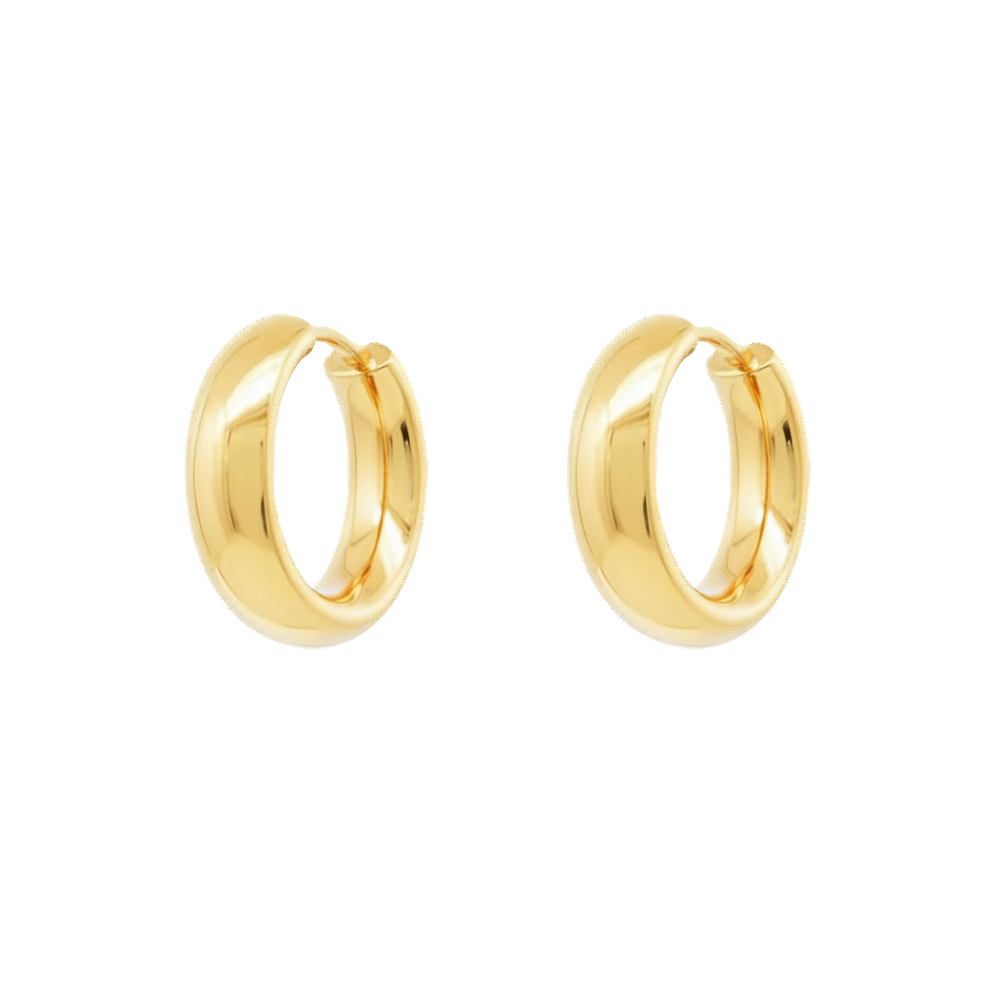 9k Yellow Gold Round Hinged Huggie Earrings