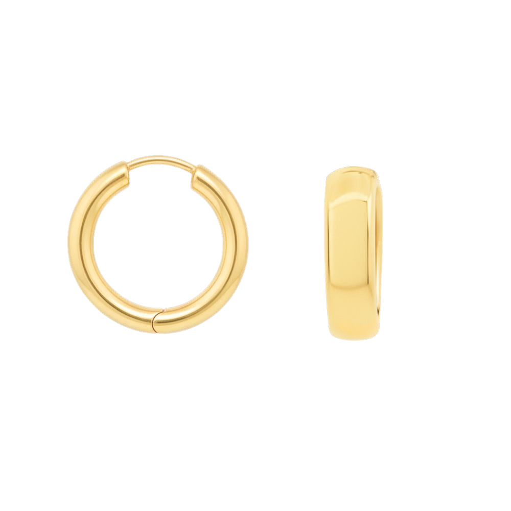 9k Yellow Gold Round Hinged Huggie Earrings