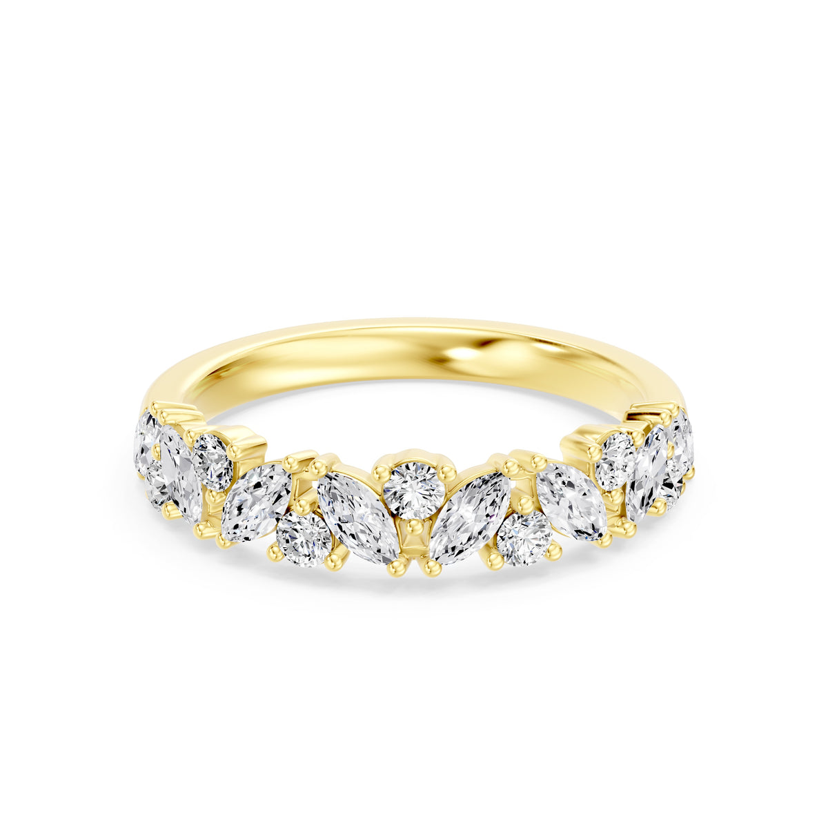 9k Yellow Gold 'Harper' Marquise & Round Lab Diamond Band