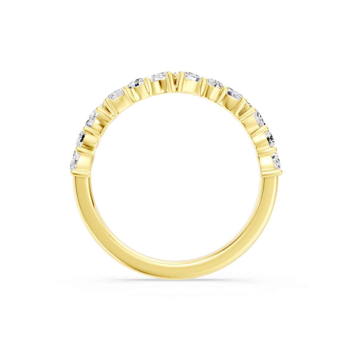 9k Yellow Gold 'Harper' Marquise & Round Lab Diamond Band