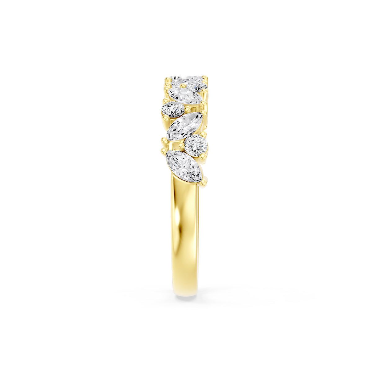 9k Yellow Gold 'Harper' Marquise & Round Lab Diamond Band