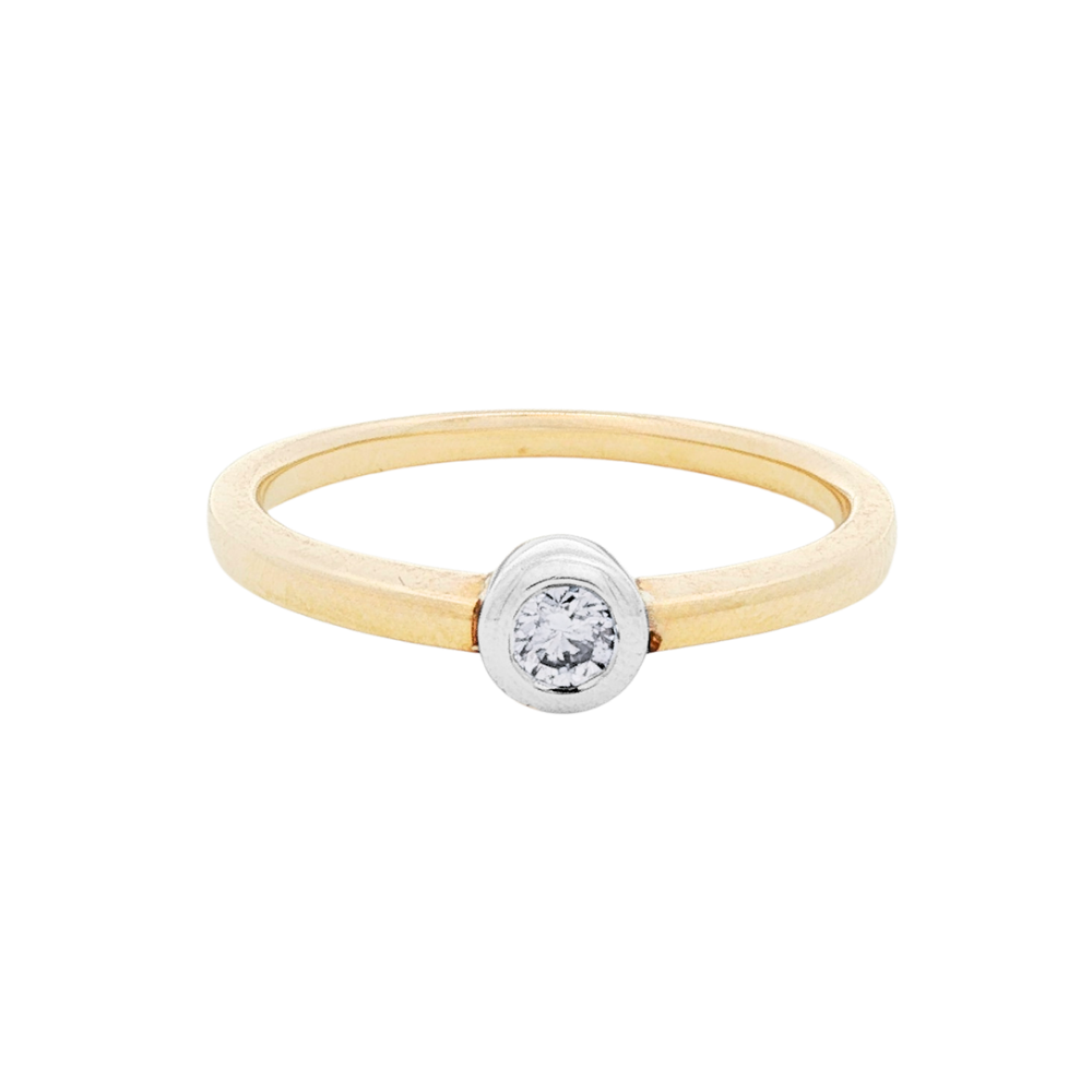 9k Bitone Natural Diamond Solitaire Ring