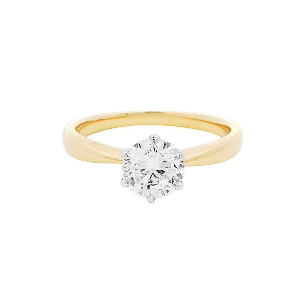 9k Bitone 1.0ct Lab Diamond Solitaire Ring
