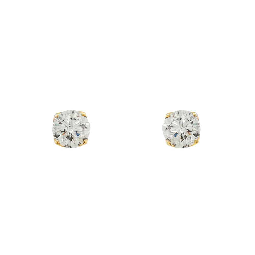 9k Yellow Gold Lab Created Diamond Stud Earrings TDW 1.16ct