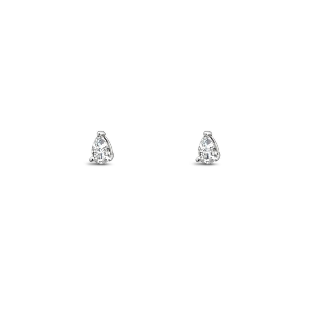 Sterling Silver 3x5mm Pear CZ Stud Earrings