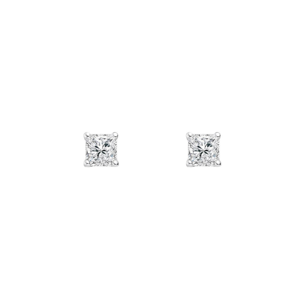Sterling Silver Princess 4mm CZ Stud Earrings