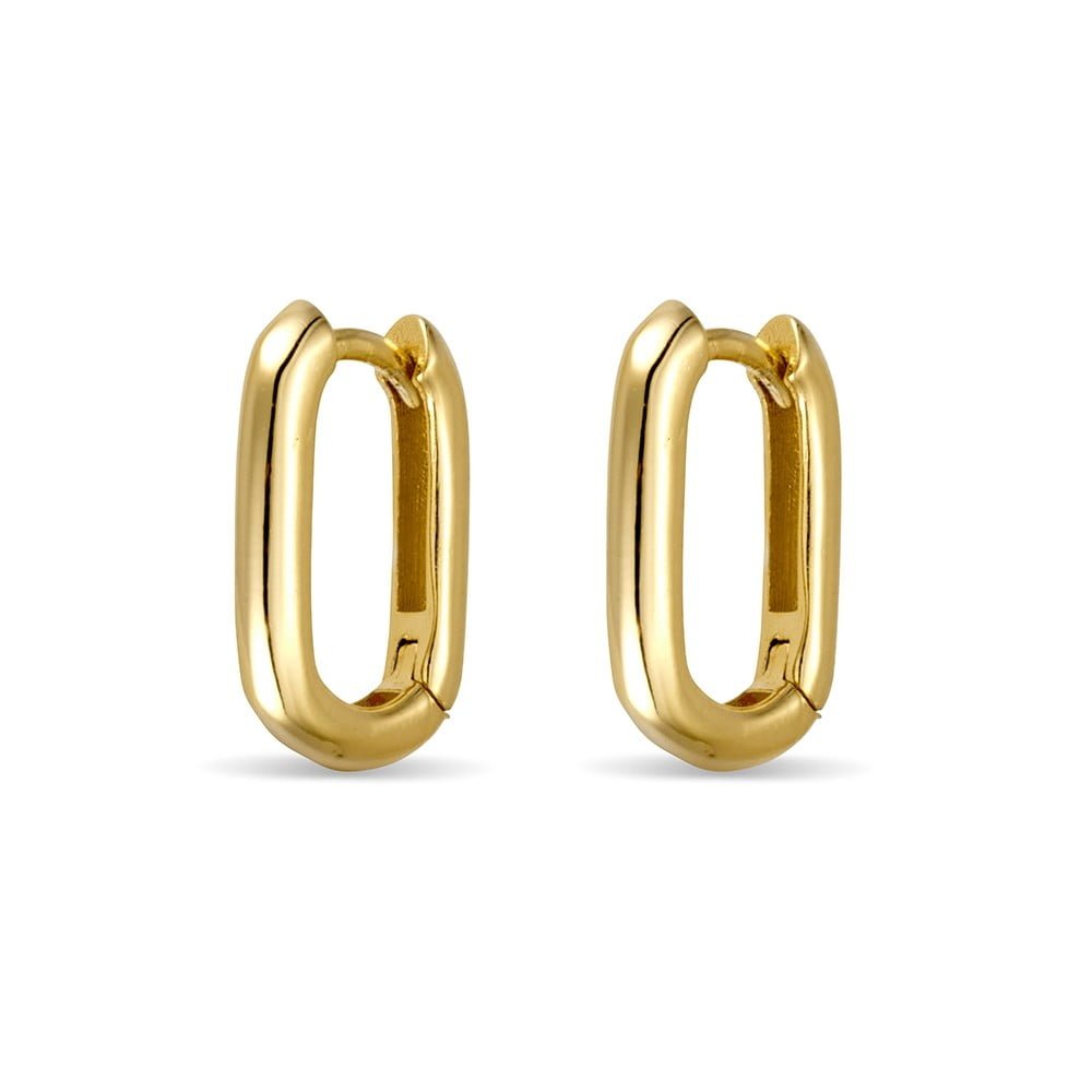 Gold Plated Oval Shaped Hoop Earring