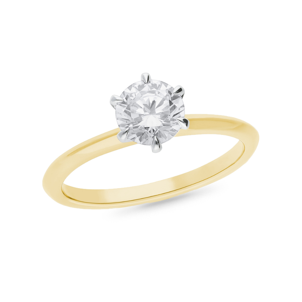 18k Bi-tone 1.00ct Lab Diamond Solitaire Ring
