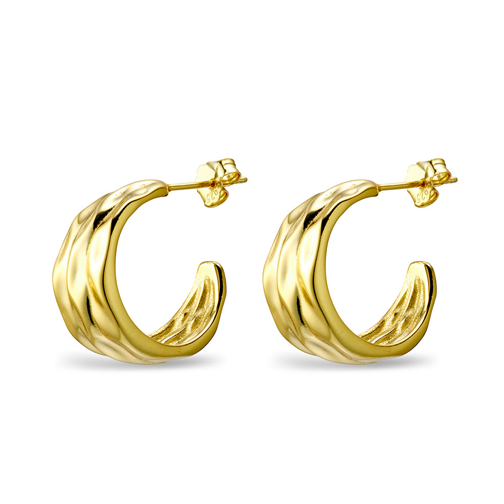 Gold Plated Hammered Hoops